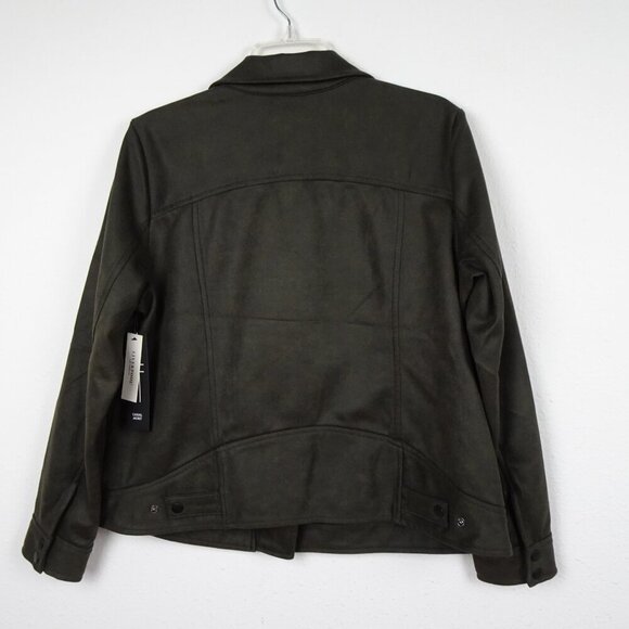 Liverpool Faux Suede Moto Jacket Women’s Plus Size 1X Green Gray Zipper New - Picture 6 of 12